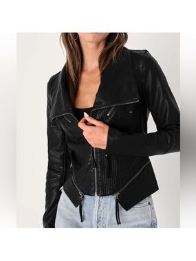 Lulu's Black Leather Vegan Asymmetrical Moto Jacket
